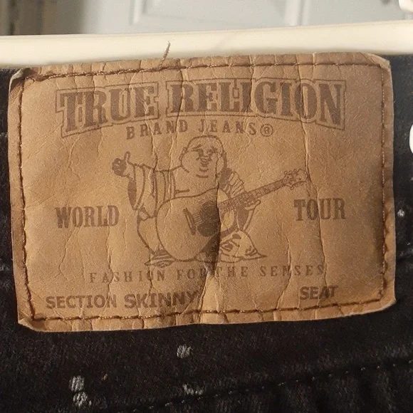 True Religion men's splattered skinny jeans - Picture 3 of 8